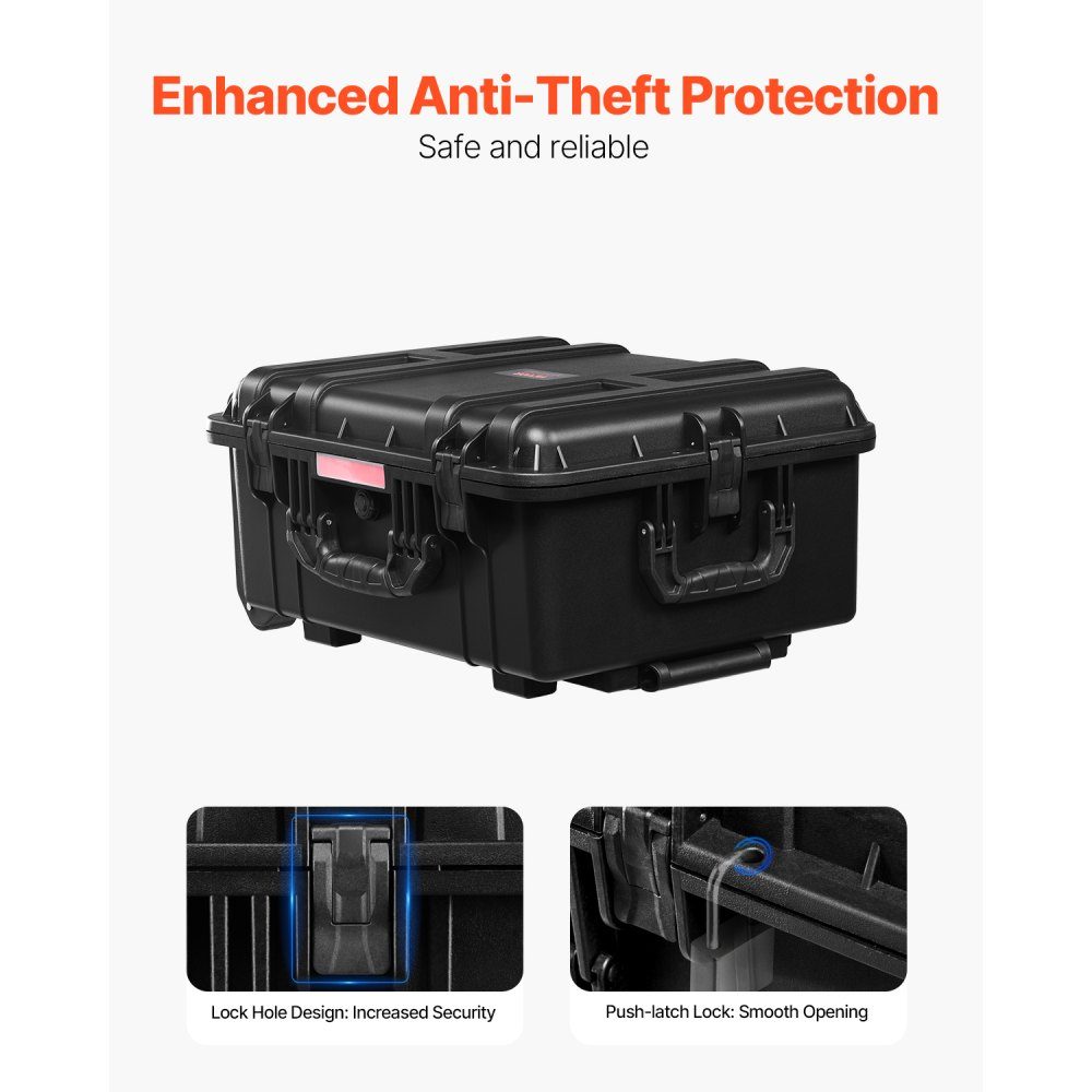 2.5 Cubic Feet Hard Shell Suitcase, Hard Shell Trolley Suitcase with Wheels and Extendable Pull Handle, Waterproof IP67-Schutzkoffer with 4 Clips, 4 Padlock Holes and Foam Insert