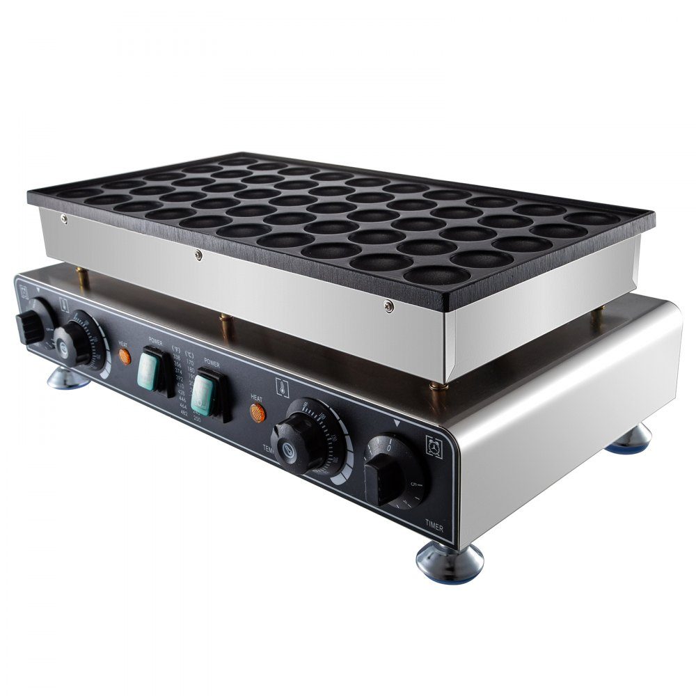 50pcs Mini Pancake Maker Non-Stick Stainless Steel Dorayaki Baker Commercial Electric Poffertjes Grill Pan 1800W Dual Temperature and Time Control for Restaurants