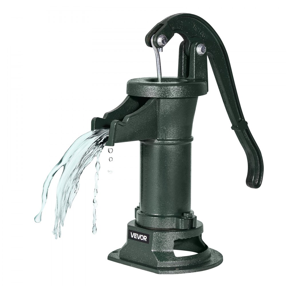 Hand pump antique vintage, 7.6 m delivery head, nostalgic cast iron pump, fountain pump, hand pump NPT 1-1/4 inch connection, garden pump, for garden, pond, yard, farm, green Hand pump antique vintage, 7.6 m delivery head, nostalgic cast iron pump, fountain pump, hand pump NPT 1-1/4 inch connection, garden pump, for garden, pond, yard, farm, green