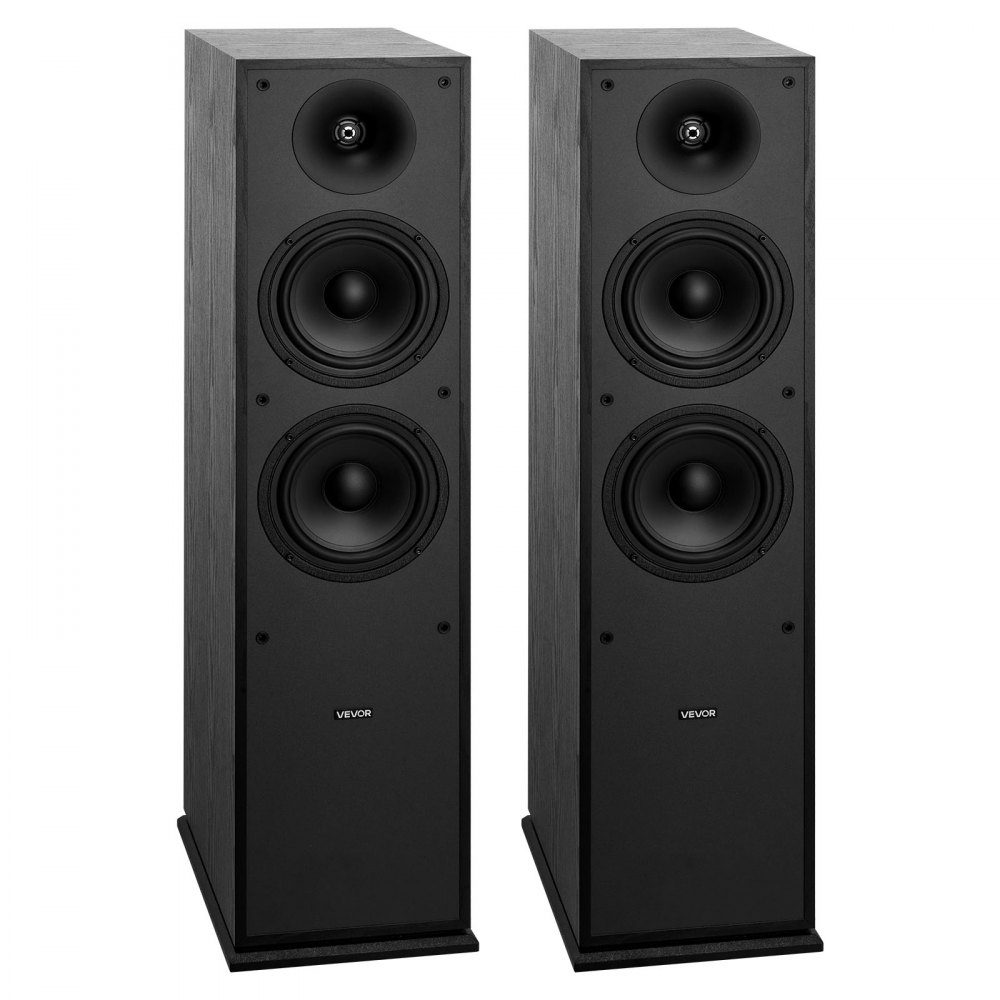 Passive floorstanding speaker pair, 2-way, with 1" tweeter, two 6.5" woofers, 400W peak power, 65Hz-20kHz frequency response, robust MDF housing, for home audio, pair