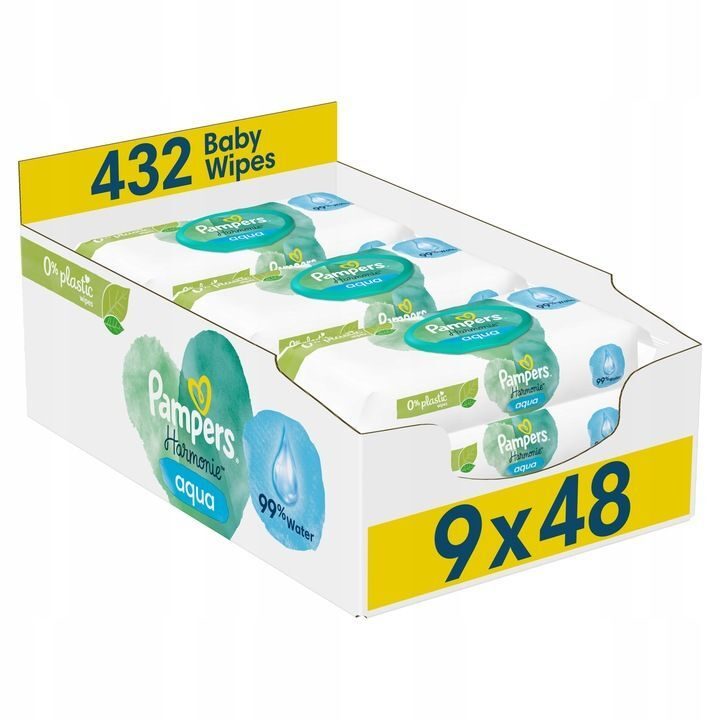 Pampers Harmonie Aqua Feuchttücher 9 x 48 Stück.