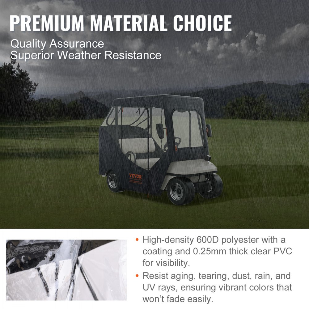 Housse de pluie transparente pour chariot de golf pour 2 personnes 1495 x 1230 mm 600D étanche et portable pour chariot de golf mobile compatible avec les chariots de golf EZGO TXT Housse de pluie transparente pour chariot de golf pour 2 personnes 1495 x 1230 mm 600D étanche et portable pour chariot de golf mobile compatible avec les chariots de golf EZGO TXT