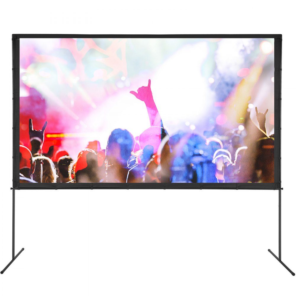 Projection Projector Screen with Stand, 120" HD 4K Outdoor Indoor Projector Screen, Quick Fold Portable Movie Screen 16:9 for Home Theater, Camping, Casual Events, etc. Black