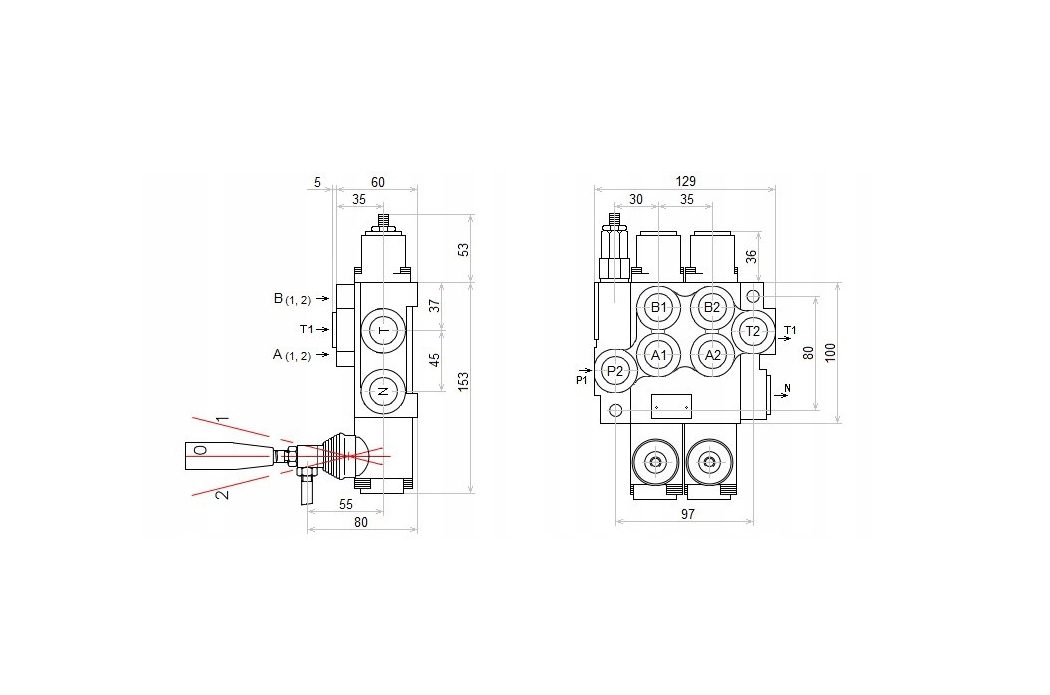 2-PIECE HYDRAULIC DISTRIBUTOR 40L WITH CONNECTIONS