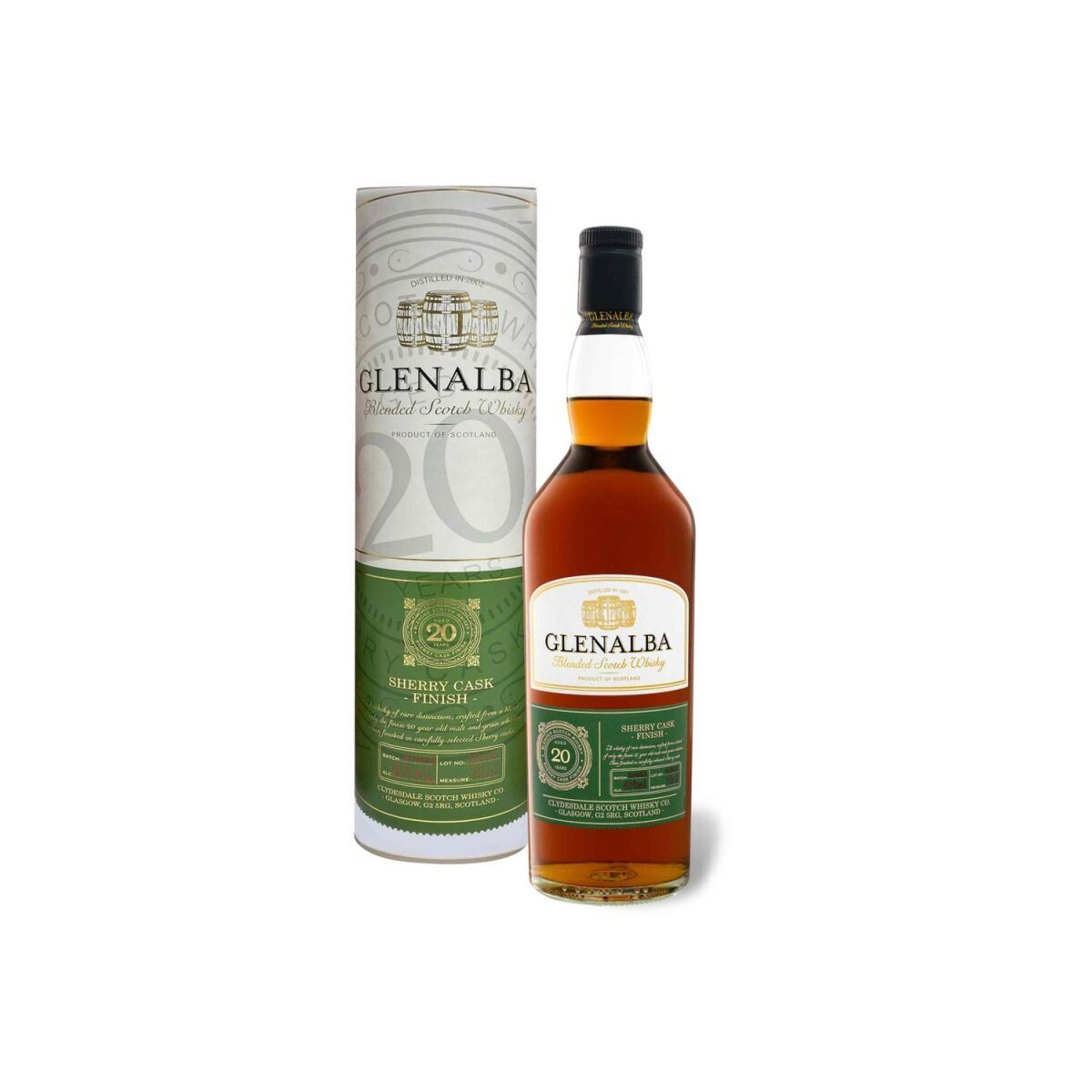 Glenalba Mieszana szkocka whisky Sherry Wykończenie beczki 20 lat 40% obj