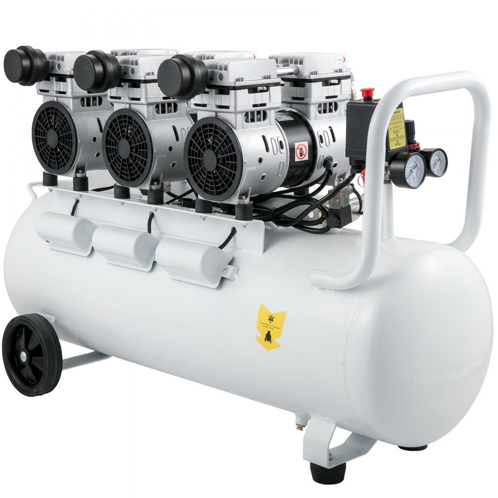 Whisper Compressor Oil Free Air Compressor 80L Compressed Air Quiet with 2 Pressure Gauges for Home Repairs, Underfloor Heating Cleaning, Sheet Metal Painting, Steel Air Gun, Dentistry etc