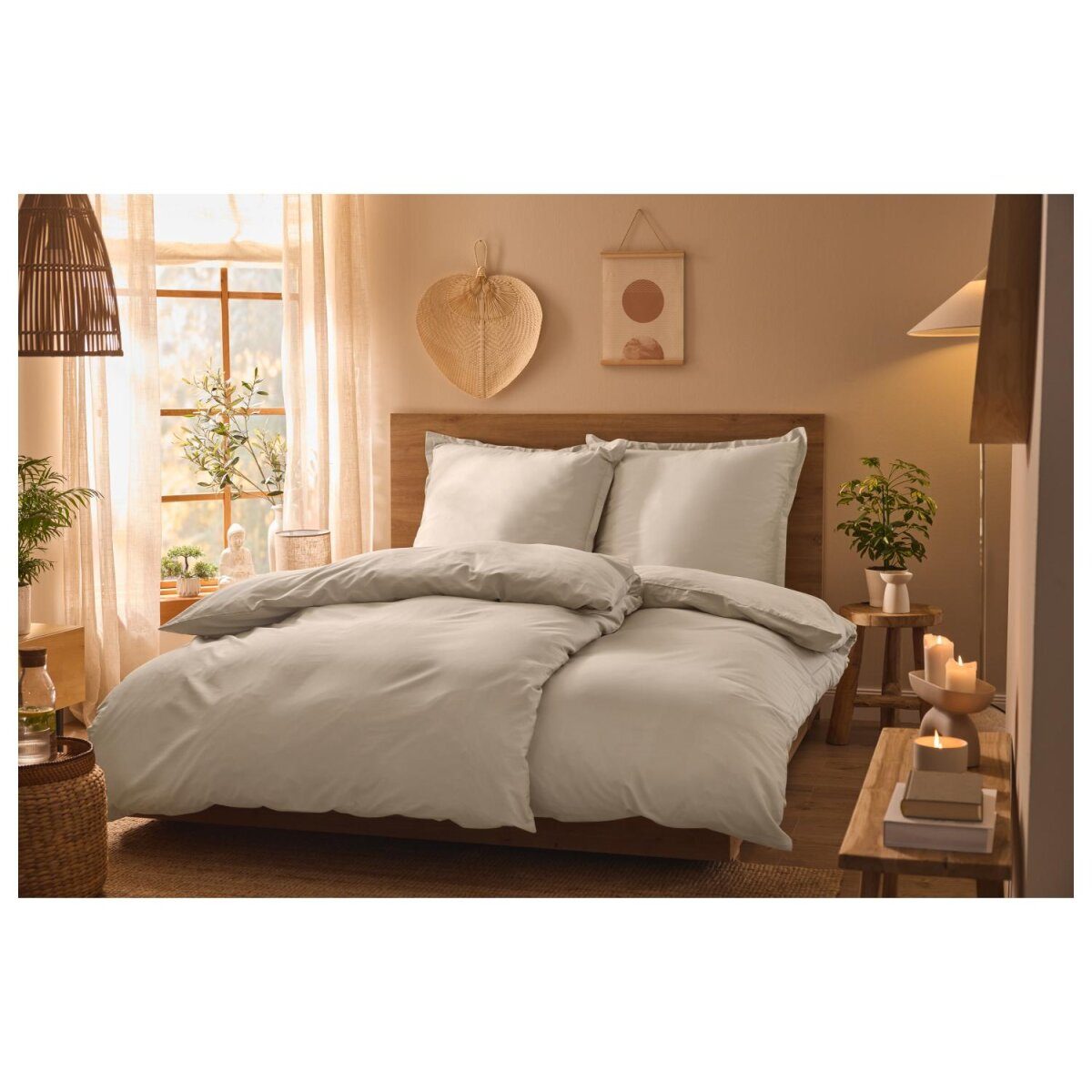 LIVARNO linge de lit maison, en satin lyocell, 240 x 220 cm, beige