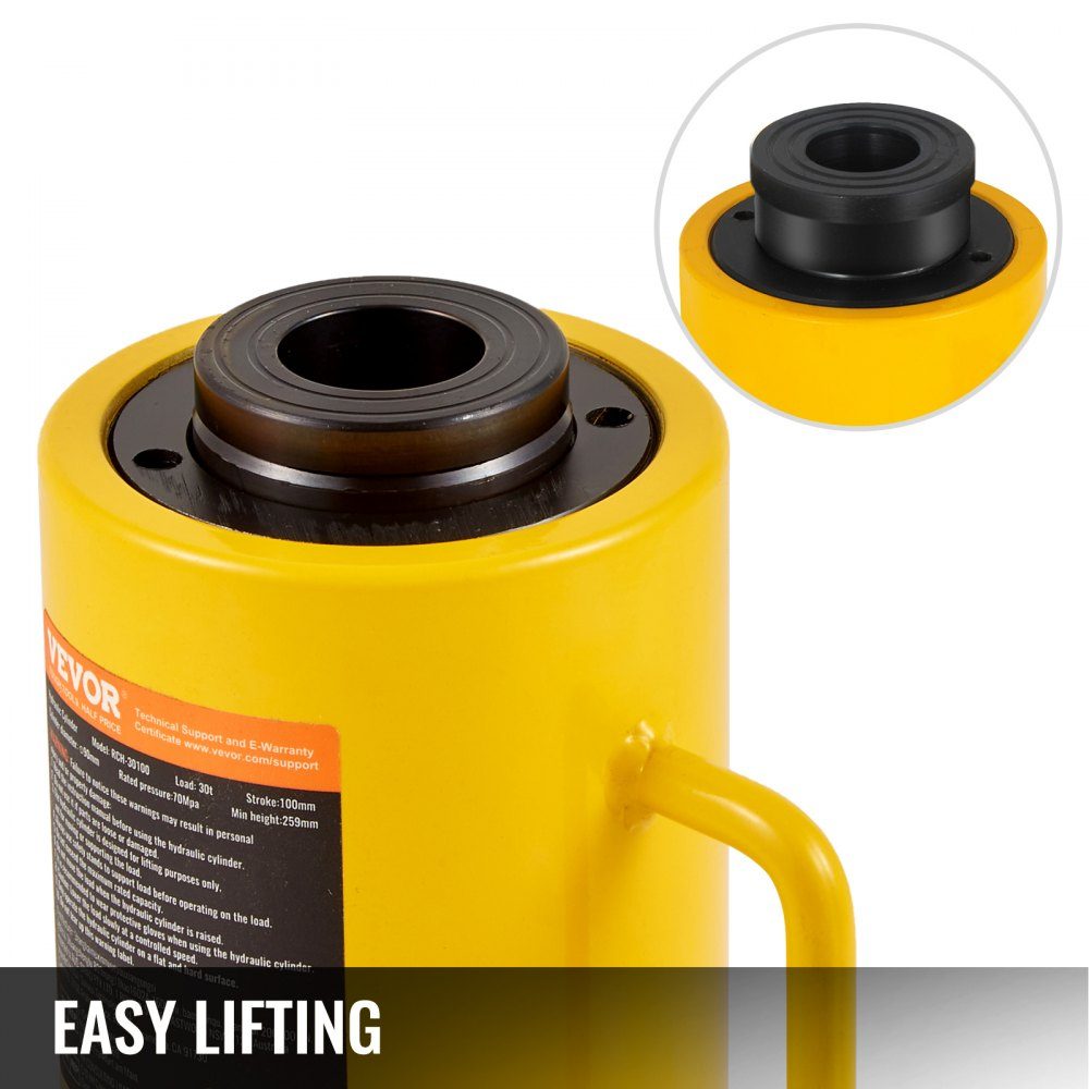 Hydraulic Cylinder Jack Capacity 30 Ton Hydraulic Cylinder 100mm Stroke Single Acting Portable Yellow Hydraulic Jack Hollow Piston Jack Hydraulic Bottle 6.9kg for Rigger Manufacturer