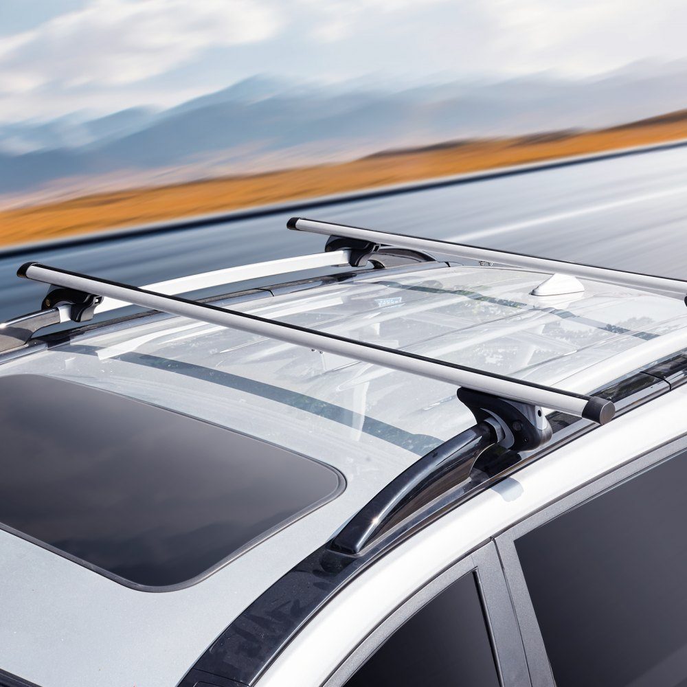 Roof rack universal roof rack car aluminum cross bar 90 kg load capacity, for raised side rail with gap, suitable inner distance of the roof beam 19-118 cm, tube diameter 28-68 mm