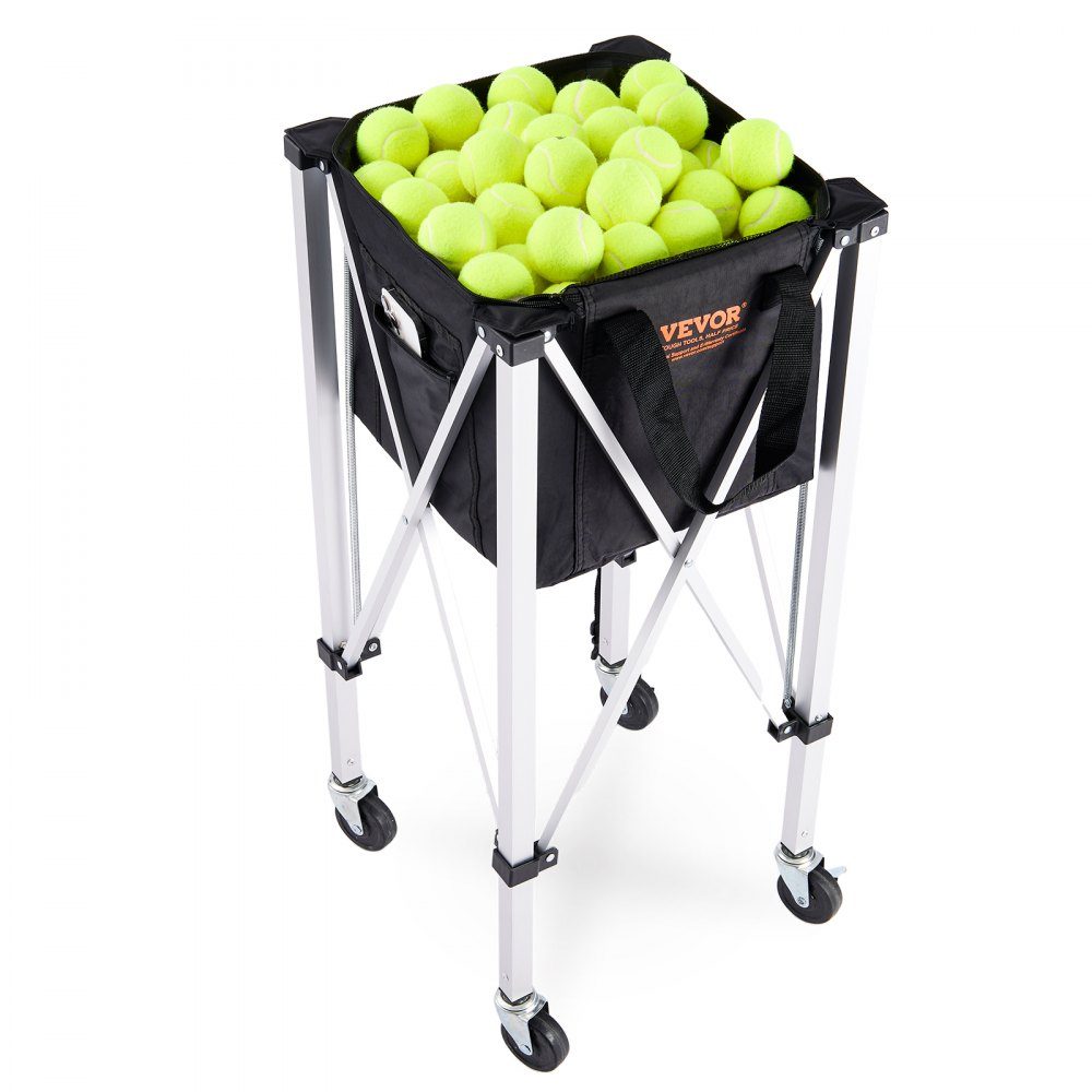 Conteneur de balles de tennis pliable, peut contenir 150 balles de tennis, chariot léger en alliage d'aluminium avec roulettes, sac amovible, sac de transport, chariot d'éducation physique portable pour joueurs de tennis