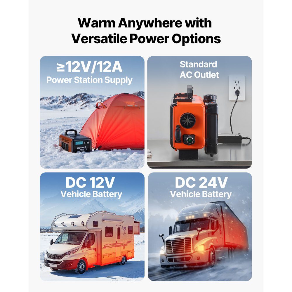 Diesel Heater Air Heater 5-8KW DC 12V/24V Portable Parking Heater (All in One) with Remote Control and LCD Screen Low Noise 4.5L Fuel Tank for Truck RV