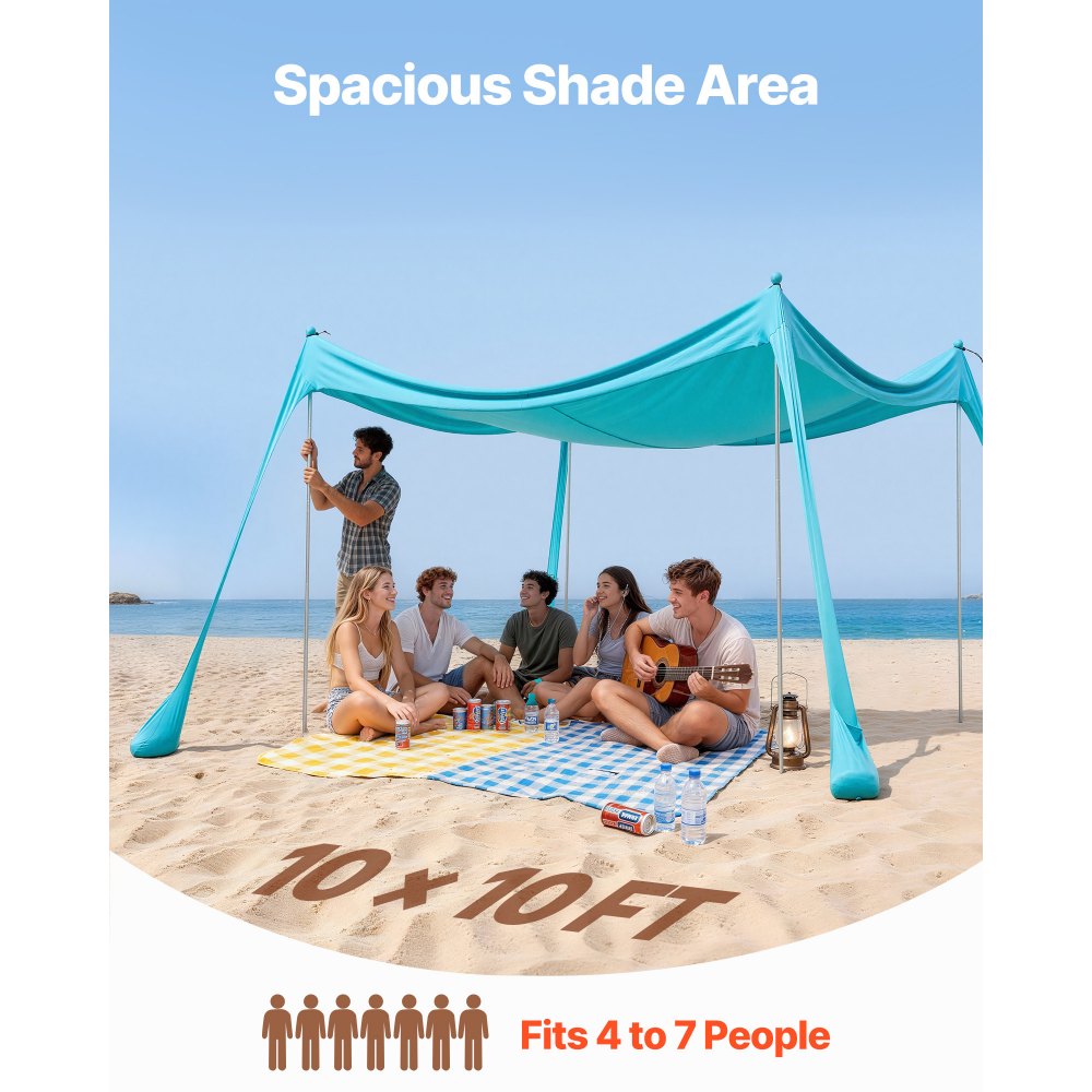 Tente de plage avec protection solaire (UPF 50+) 3 x 3 x 2 m, abri de plage avec sacs de sable, poteaux de support et pelles à sable, auvent portable pour les voyages en famille, le camping, la pêche, vert Tente de plage avec protection solaire (UPF 50+) 3 x 3 x 2 m, abri de plage avec sacs de sable, poteaux de support et pelles à sable, auvent portable pour les voyages en famille, le camping, la pêche, vert