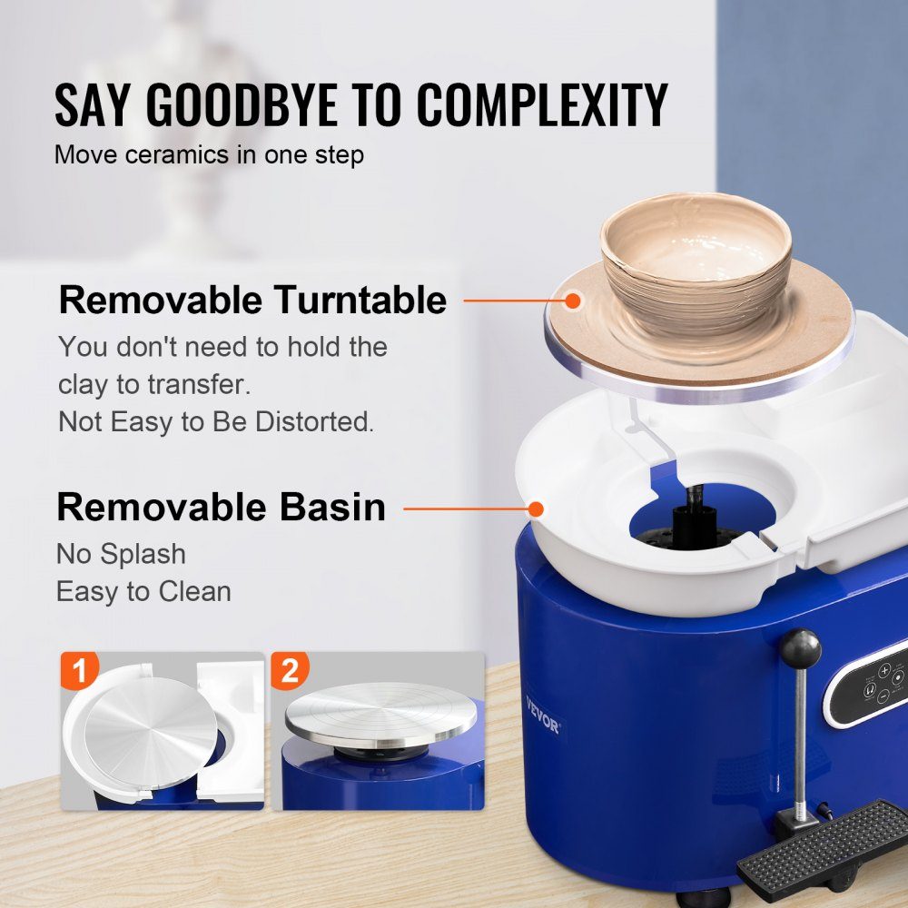 Pottery Wheel Ceramic Wheel 450W Electric Pottery Wheel 28cm 300RPM Pottery Wheel with Pedal and Apron Forming Machine Suitable for Beginners and Enthusiasts