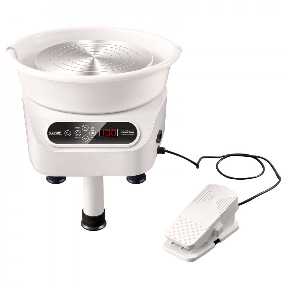 Pottery Wheel, 28cm Pottery Molding Machine, 450W Electric Pottery Wheel with Pedal and LCD Touch Screen, Direct Drive Ceramic Wheel and 3 Support Legs for DIY, White