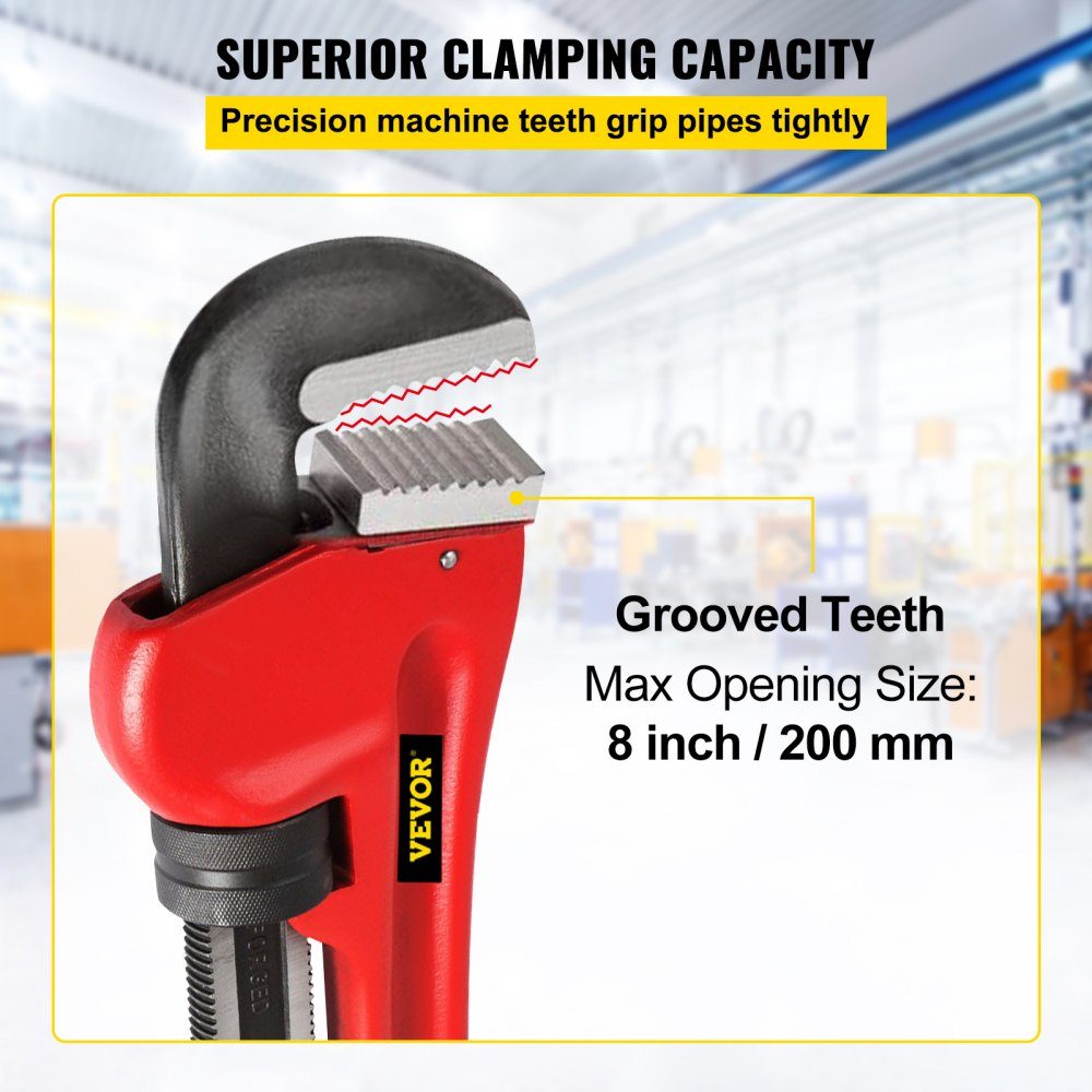 Pipe Wrench Crimping Tool Pressing Wrench 110cm Steel Pipe Wrench Adjustable Plumbing Tool for Sink Faucet Toilet Bathroom Kitchen Drain Repair Installation