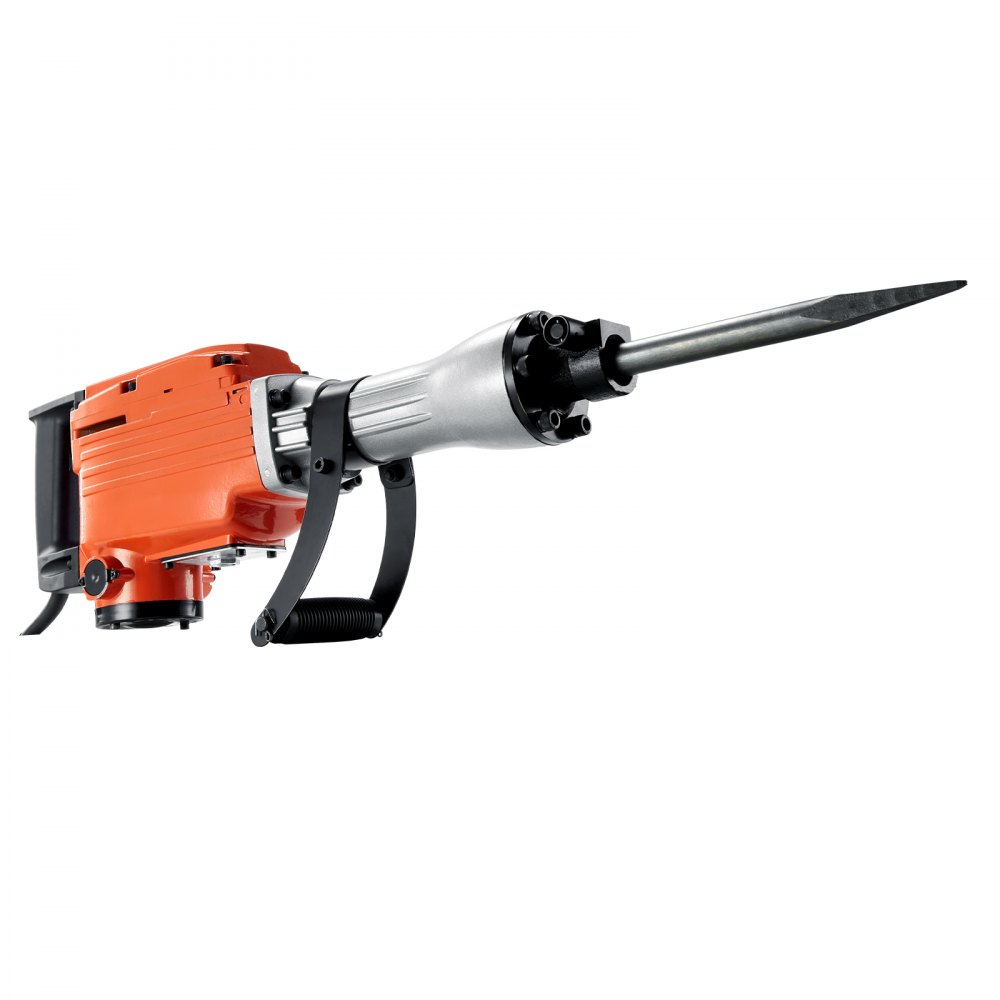 Hochleistungs-Betonbrecher, Abbruchhammer 2200 W, elektrischer Abbruchhammer, Bohrhammer, Betonhammer, Stemmhammer 1400 BPM, inklusive 6 Meißel, Spitzmeißel, Flachmeißel, Schabmeißel für Schiefer, Beton usw
