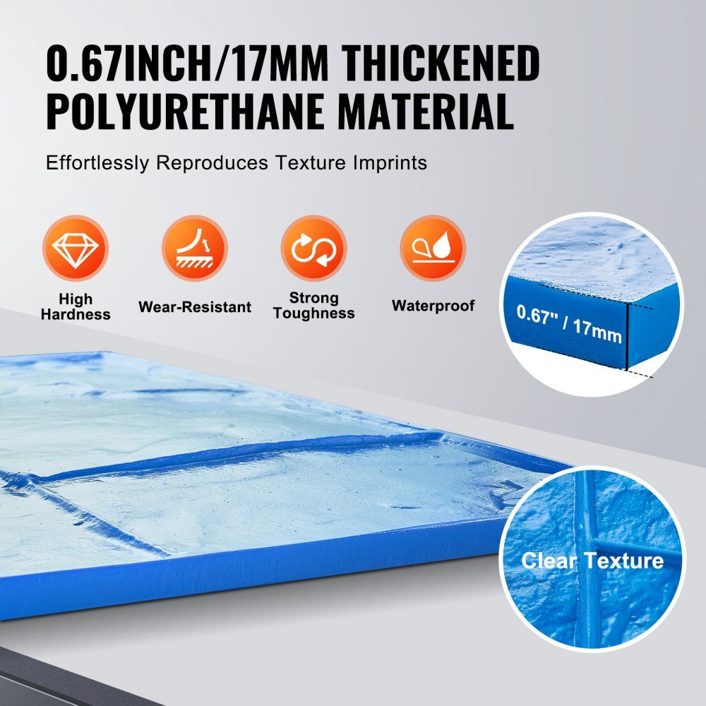 Mata do stempli betonowych 24" x 24" 7 szt. Tekstura betonu Skórka Stempel z poliuretanu Mata z teksturą płytek kamiennych Odcisk podłogi z łupków Bezszwowy stempel Formy betonowe na zewnątrz Dekoracyjny wielokolorowy