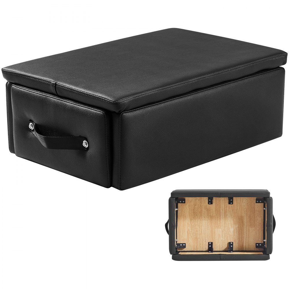 Pilates Reformer Box (625 x 435 x 240 mm) Boîte de siège Pilates Reformer pour exercices, accessoires de Pilates en PU et bois de haute qualité, améliore la force, l'équilibre, l'amplitude de mouvement, noir