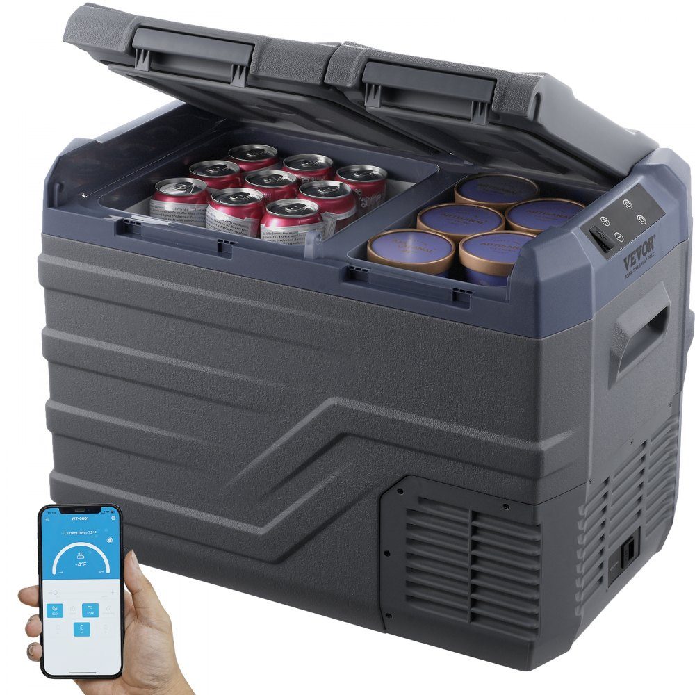 Autokühlschrank, 12-V-Autokühlschrank, tragbarer 32-L-Zweizonen-Gefrierschrank, einstellbarer Bereich von -4℉ bis 68℉, 12/24V DC und 100-240V AC Kompressorkühler für Outdoor, Camping, Wohnmobil