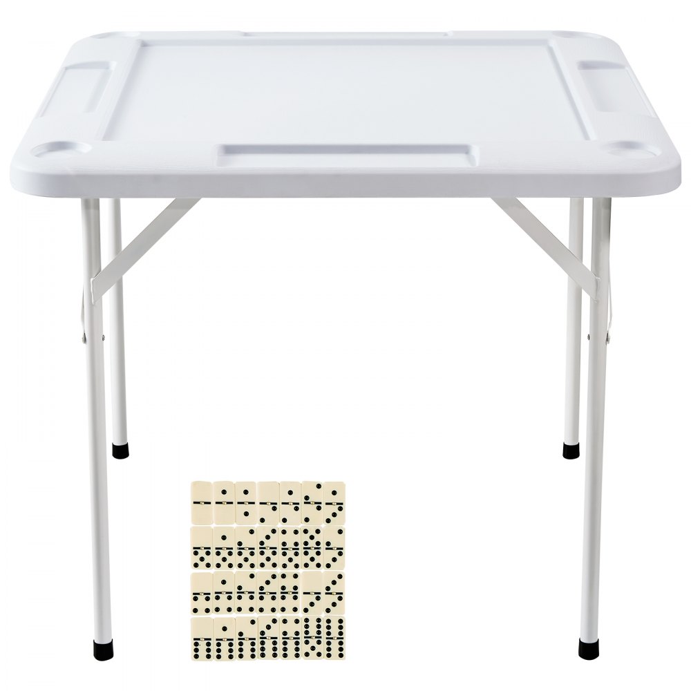 Mahjongtafel, dominotafel, opvouwbare kaarttafel voor 4 spelers met 4 bekerhouders en 4 chipcompartimenten, draagbare dominospeltafel met 1 set dominostenen voor Mahjong pokerpuzzels Mahjongtafel, dominotafel, opvouwbare kaarttafel voor 4 spelers met 4 bekerhouders en 4 chipcompartimenten, draagbare dominospeltafel met 1 set dominostenen voor Mahjong pokerpuzzels