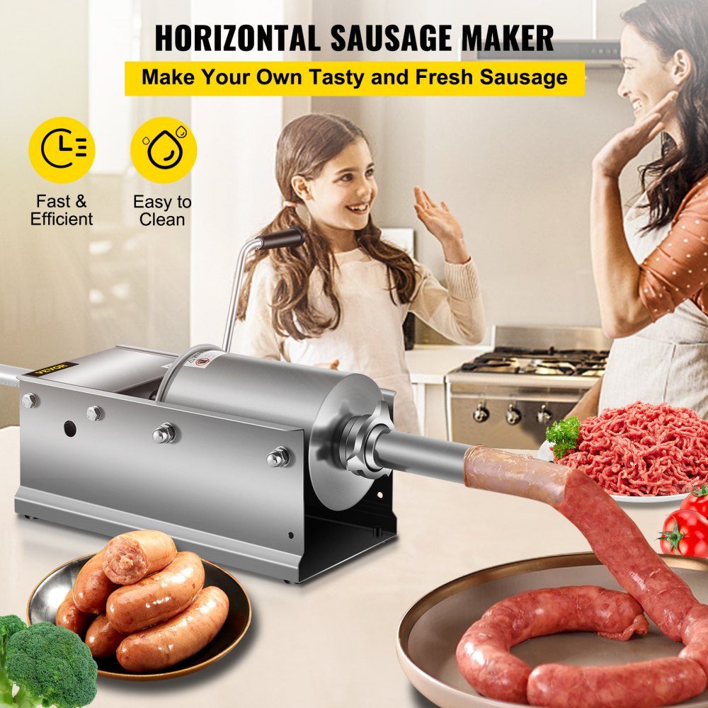 Remplisseur de saucisses 3L, hachoir à viande, Machine de remplissage de saucisses, seringue horizontale en acier inoxydable
