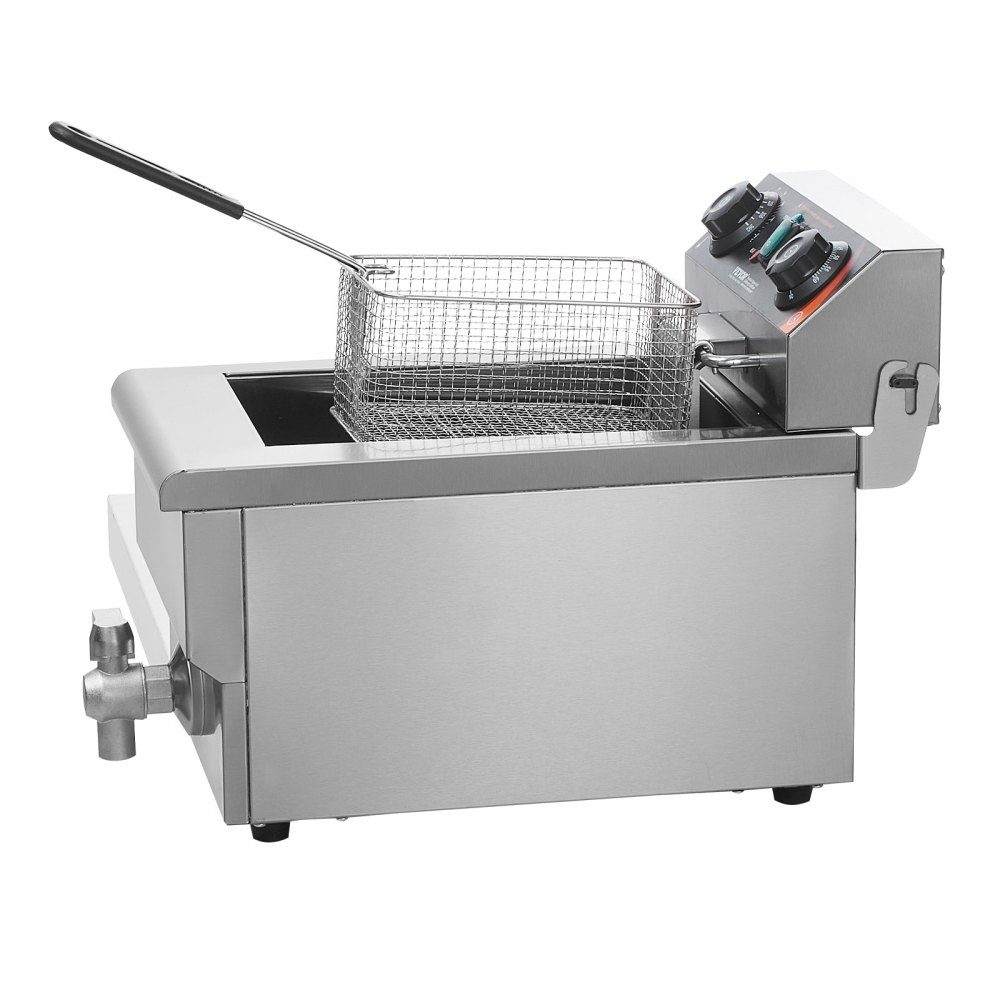 Commercial Deep Fryer, 1500W Electric Deep Fryer with Basket, 9L Stainless Steel Deep Fryer with Time and Temperature Control, Overheat Protection, Deep Fryer for Kitchen, Restaurant, Cafe, Bar