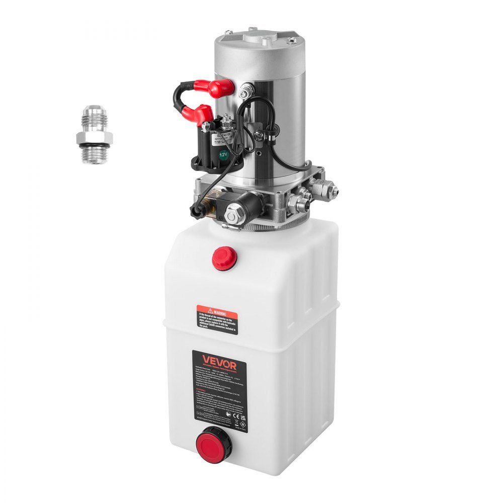 7 Qt hydraulic unit, single acting dump trailer pump, maximum opening pressure 22MPa and flow rate 3.4L/min, 12V DC hydraulic pump with metal reservoir for dump trailer white
