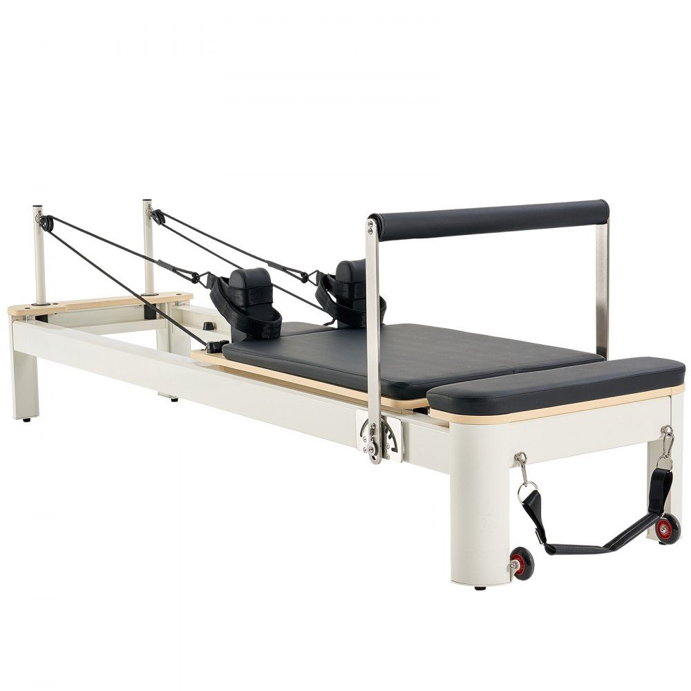 Pilates Reformer-Maschine, Pilates-Bett aus Aluminium mit Sitzbox und doppeltem Widerstand – Feder und Kordel, für Fortgeschrittene und Anfänger, Heimfitnessgeräte bis zu 400 Pfund
