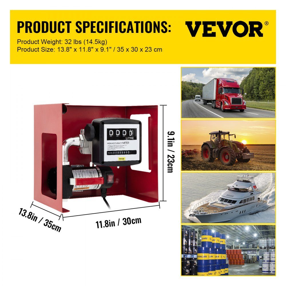 Dieselpomp stookoliepomp 40L, 155W zelfaanzuigende oliepomp, 2800 tpm motortoerental oliezuigpomp zelfaanzuigend, 20kg diesel transferpomp, meter automatische pomp voor biobrandstof – Artikelnr. HT-22259
