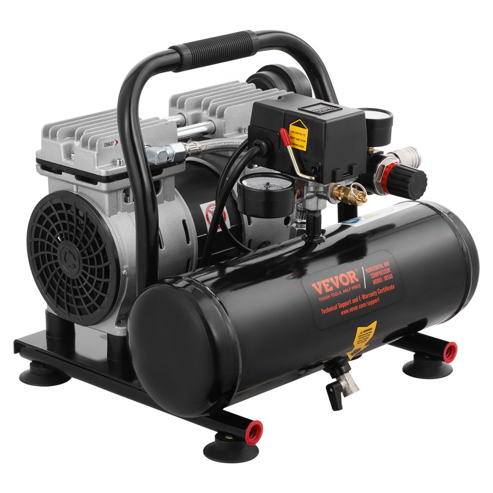 Luchtcompressor, stalen tank van 1 gallon, 1 pk, 1,5 CFM, 7 bar, olievrije luchtcompressor en maximale druk van 120 PSI, 68 dB, ultrastille draagbare compressor voor autoreparatie, bandenspanning, spuiten Luchtcompressor, stalen tank van 1 gallon, 1 pk, 1,5 CFM, 7 bar, olievrije luchtcompressor en maximale druk van 120 PSI, 68 dB, ultrastille draagbare compressor voor autoreparatie, bandenspanning, spuiten