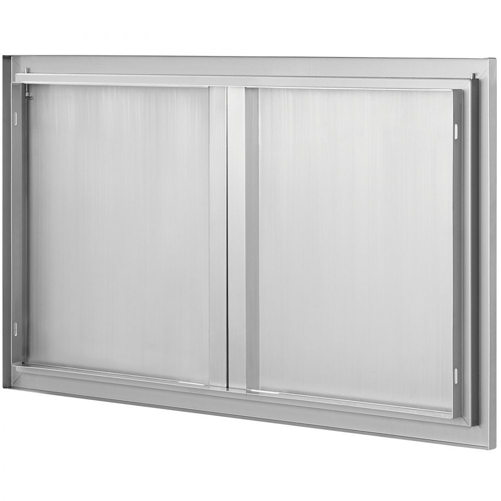 Grilltoegangsdeur 914x534mm Dubbele buitenkeukendeur Inbouw roestvrijstalen deur Verticale muurdeur met intrekbare handgrepen voor grilleiland Grillstation Buitenkast