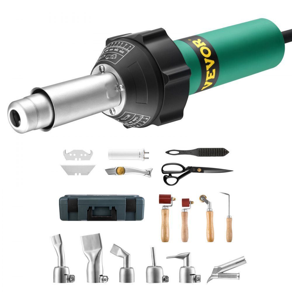 Hot Air Plastic Welder, 1600W Heat Gun, 50-600°C PVC TPO Vinyl Welding Torch, Hot Air Welder Set with 17 Accessories - Tool Box, Nozzle, Roller, Blades for PP/PE/PVC
