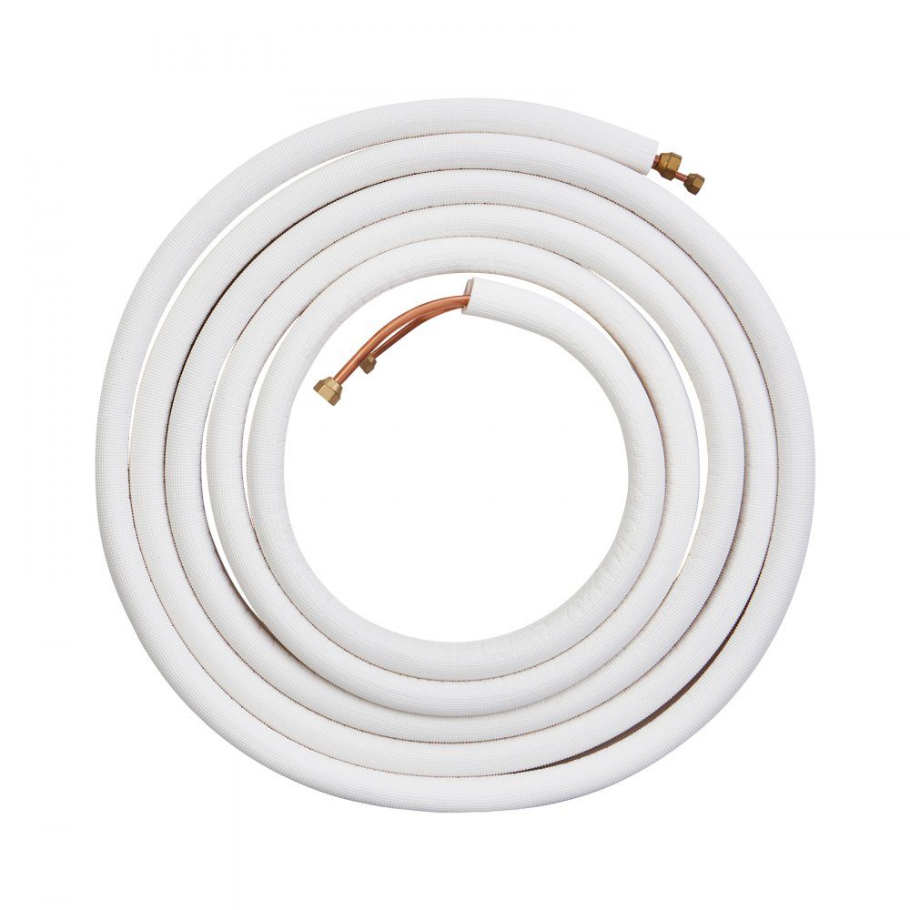 7620mm mini split line kit, 6.4mm and 9.5mm OD copper pipes with three-layer insulation, for air conditioning or heating pump equipment and HVAC with extensive accessories