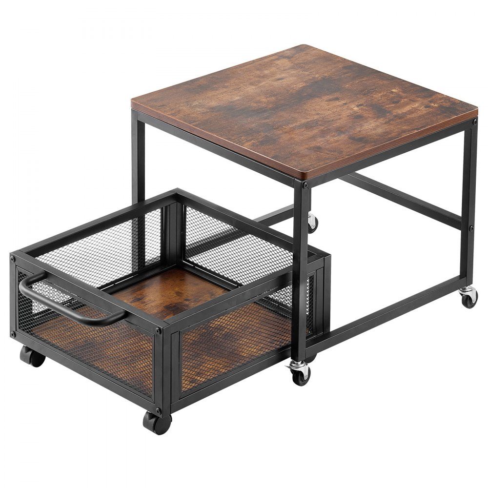 Mini support de Réf. rigérateur, support de réfrigérateur avec capacité de charge de 90 kg, table de réfrigérateur avec chariot de rangement mobile et roues pivotantes, support de réfrigérateur à boissons pour bar à café, appartement, marron foncé