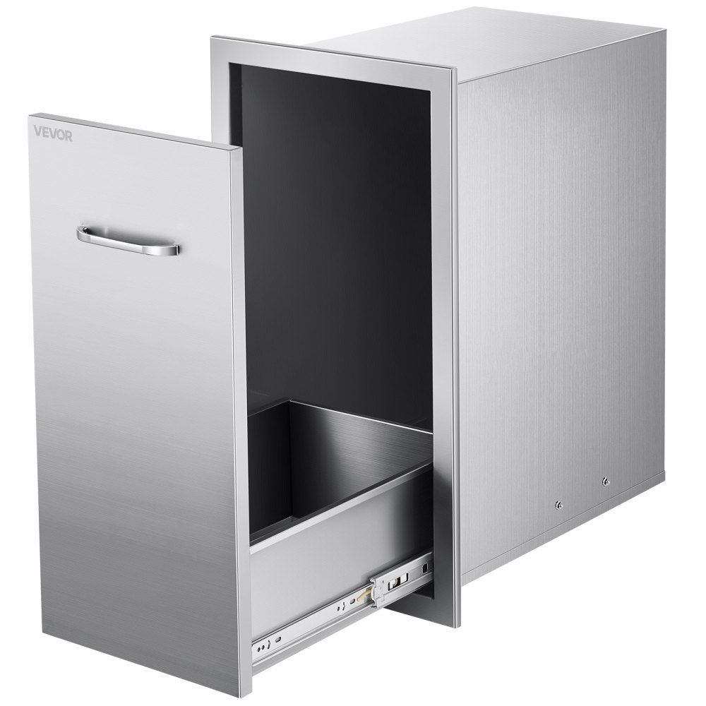 Trash Drawer for Outdoor Kitchen BBQ Kitchen Islands 344 x 498 x 655mm (W x D x H) Indoor Storage Multipurpose Stainless Steel Kitchen Drawers for Propane Gas Bottles Max 25kg (No Trash Cans)