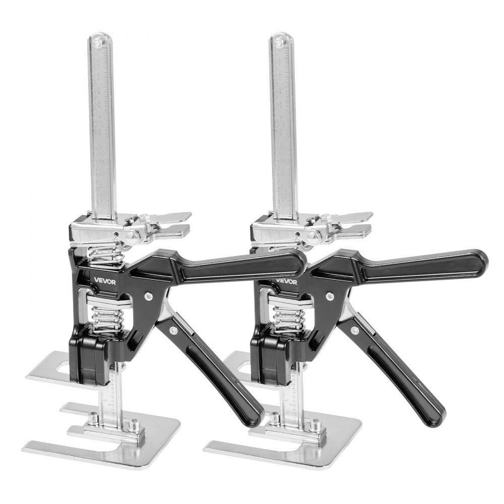 Arbeidsbesparende armheffer, 2 stuks, 120 kg laadvermogen, heffen tot 165 mm, handheffer met magnetische waterpas, 2 aanpassingsmodi, voor deuren, ramen, meubels, houtbewerking, zwart