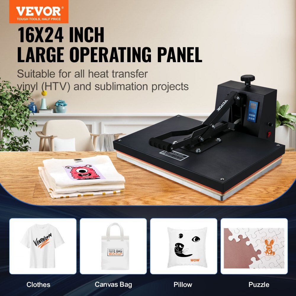 Hot Air Press 1700W Power Fast Heating High Pressure Heat Press for T-Shirts Digital Industrial Sublimation Printer for Heat Transfer Vinyl 406x610mm