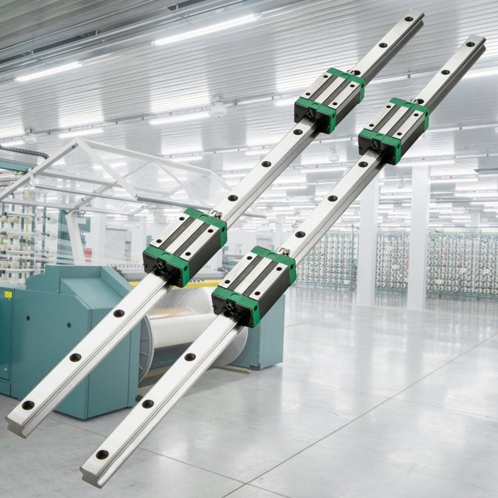 Linear Guide HSR 20 Series Linear Rails, 1700mm Length Linear Shaft CNC Linear Guide with 4 HSR 20 UU Bearing Blocks, Linear Guide Rail for CNC Machine, Lathes, Linear Guide Rail