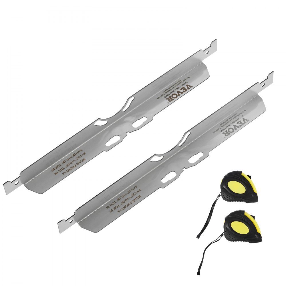 Wheel Alignment Tool, 2 Pack Wheel Alignment Track Plates, Stainless Steel Wheel Alignment Tool Plate, Accurate Track Angle Measurement, Includes 2 Tape Measures and Conversion Table