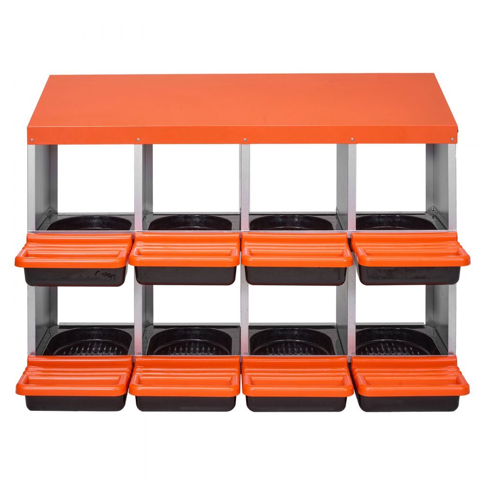 2-tier laying nest 1060x525x800mm, 8 compartments, metal chicken nest with protective collecting lids, poultry nests, roll-off nest, ideal for hens, ducks, chickens & other poultry