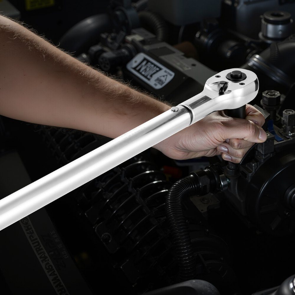 Click Torque Wrench 3/4" Drive 136-814N.m Two Way Torque Wrench Set with Dual Range Scales 48 Teeth ± 3% High Precision Alloy Steel for Car Repair Orange