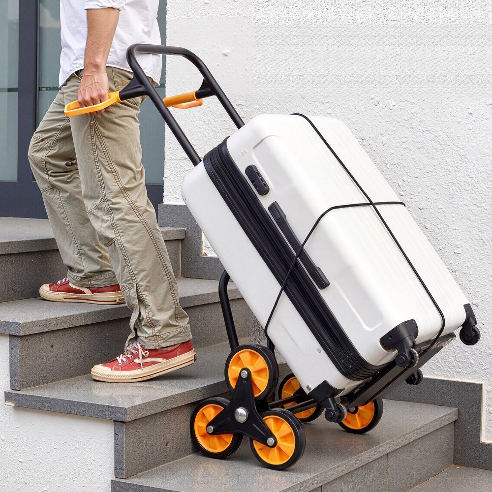 Klappbare Treppensackkarre, Sackkarre mit einer Tragfähigkeit von 200 kg, Treppensteiger mit 6 Rädern und 2 Spanngurten, Transportwagen, Treppenkarre, Stapelkarre, ideal für Haushalt, Einkauf und Lagerung