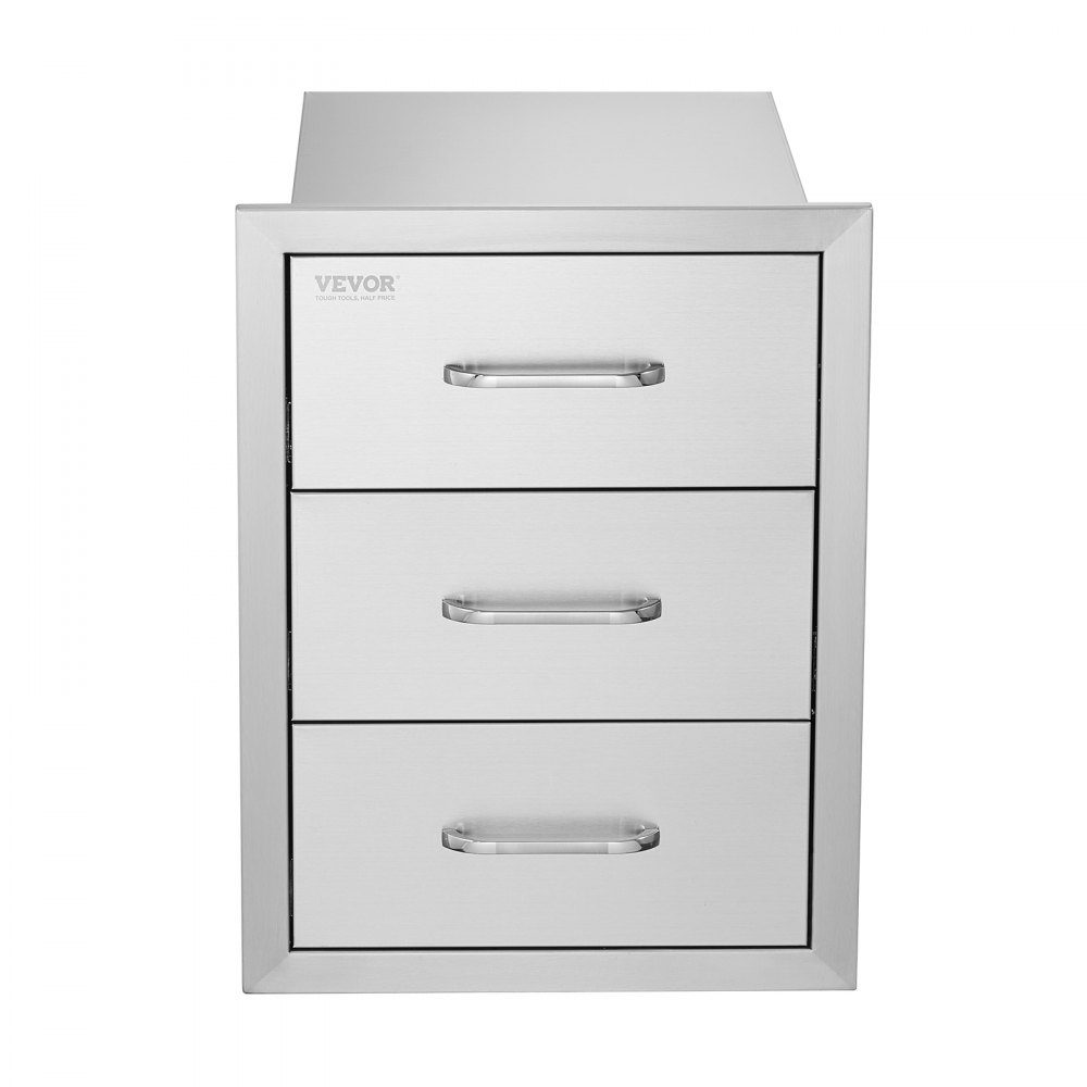 Tiroirs de cuisine extérieure, tiroirs de gril encastrés à triple accès avec poignée en acier inoxydable, tiroirs d'îlot de gril pour cuisine extérieure ou patio d'îlot de gril, 400x450x450mm