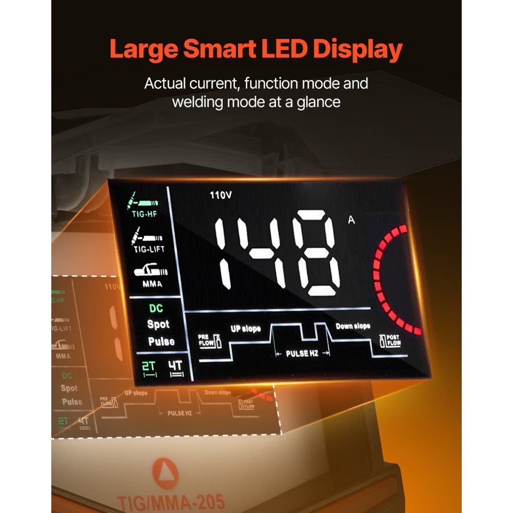 WIG-Schweißgerät, 3-in-1-Schweißgerät (großes LED-Display) – DC WIG/DC Pulse WIG/MMA (Stick), elektrisches Schweißgerät mit IGBT-Inverter-Hochfrequenzstart