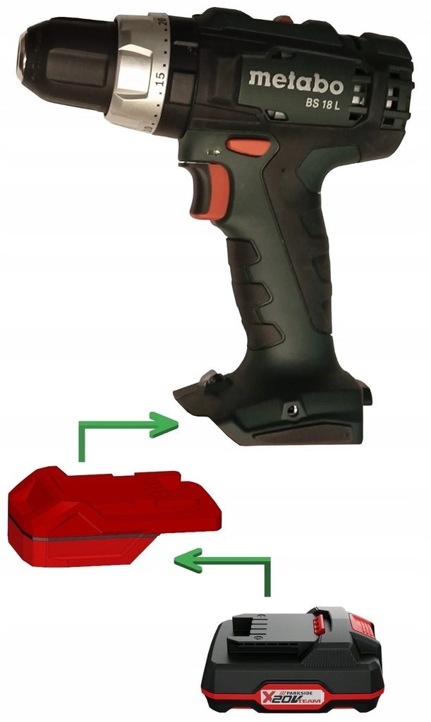 #NOWOŚĆ# Adapter akumulatorów Parkside X20V Team do elektronarzędzi Metabo 18V