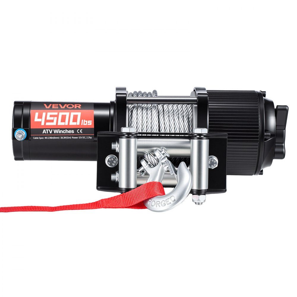 Electric Winch 2041kg 12V DC Motor Winch with Φ5.8mm x 12m Steel Cable, Wireless and Wired Remote Control, IP55 Electric Winch for Towing ATVs, UTVs and ATVs