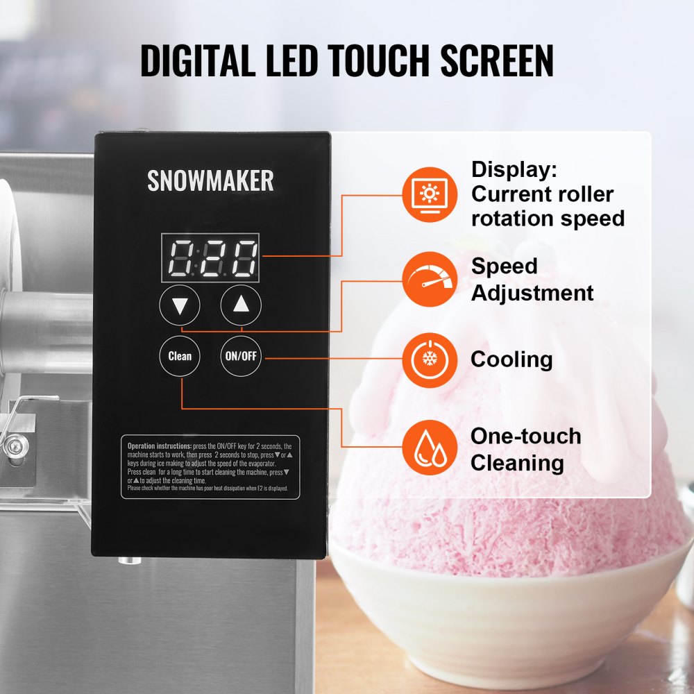 Commercial Snowflake Ice Machine Snow Ice Maker, 170kg/day Snowflake Ice Machine, Stainless Steel Ice Shaver, Electric Snow Cone Maker, Air Cooling System for Bakery Cafe Commercial Snowflake Ice Machine Snow Ice Maker, 170kg/day Snowflake Ice Machine, Stainless Steel Ice Shaver, Electric Snow Cone Maker, Air Cooling System for Bakery Cafe
