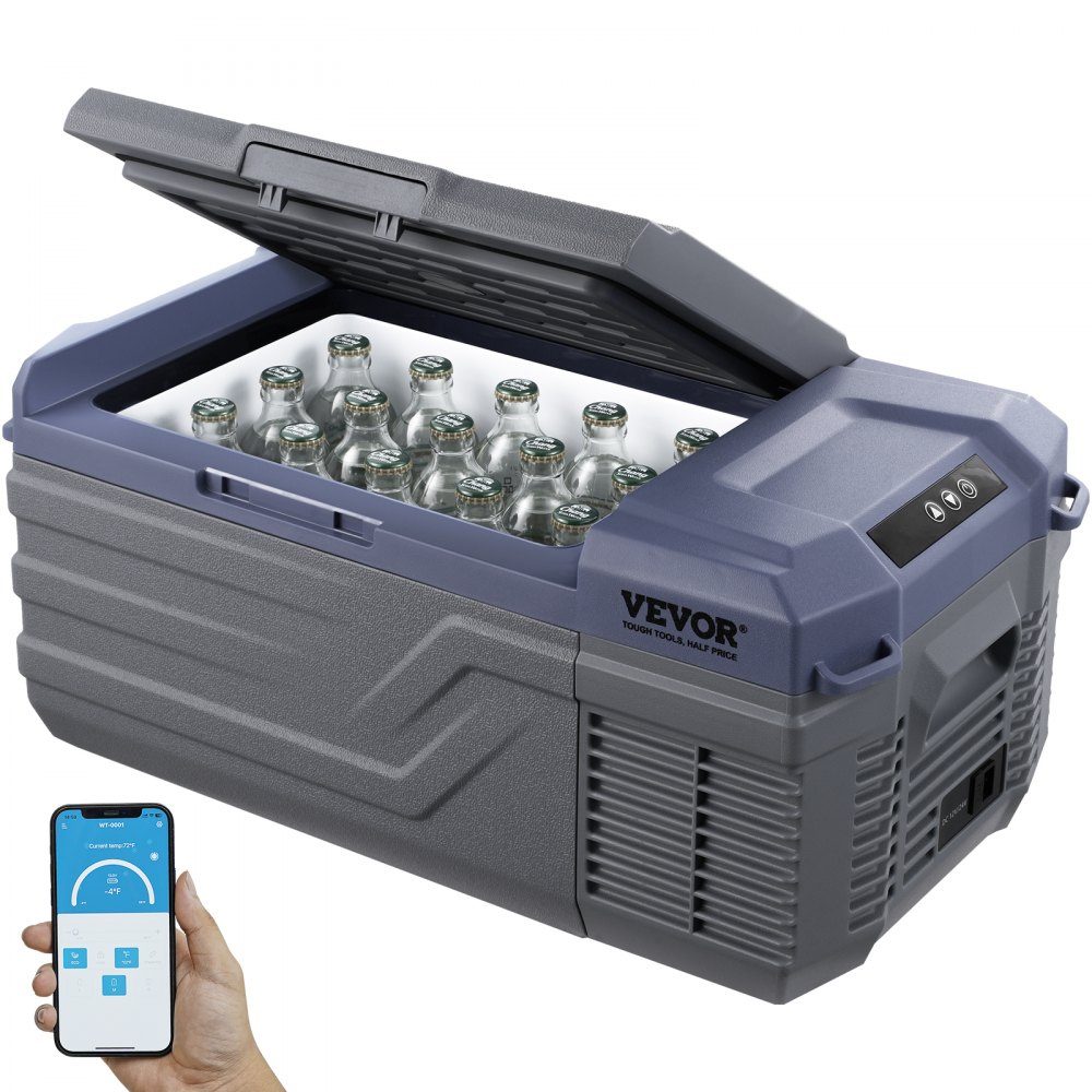 Car Refrigerator, 12V Car Fridge, Portable 15L Single Zone Freezer, Adjustable Range from -4℉ to 68℉, 12/24V DC und 100-240-V-AC- Compressor Cooler for Outdoor, Camping, RV