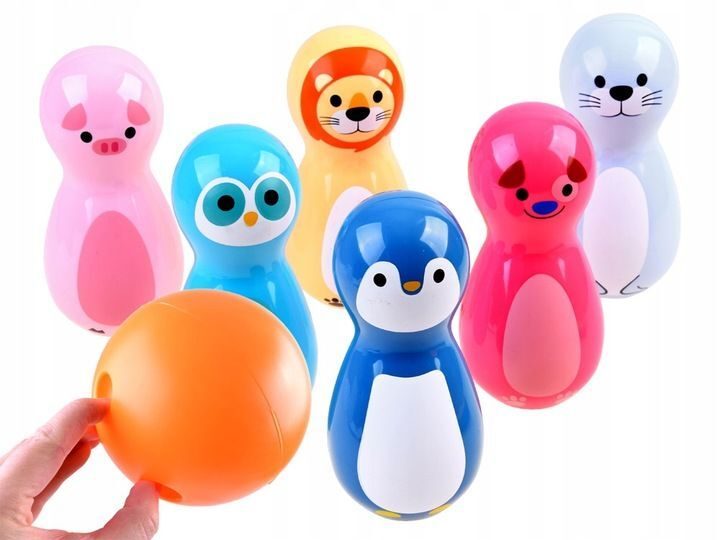 Jeu de quilles de Bowling colorées pour enfants, jouets hochets animaux
