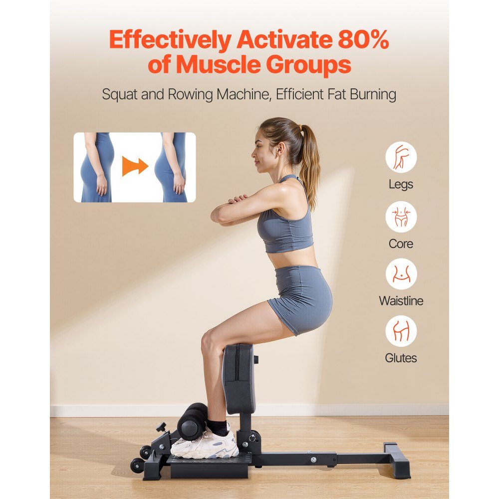 Sissy Squat Machine, Multifunctional Deep Sissy Squat Bench for Leg Muscle Training, Foldable Squat Trainer for Core, Waist, Buttocks, Leg Training Equipment for Home Gym